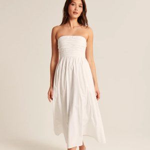 Abercrombie and Fitch  Poplin Strapless Midi Dress